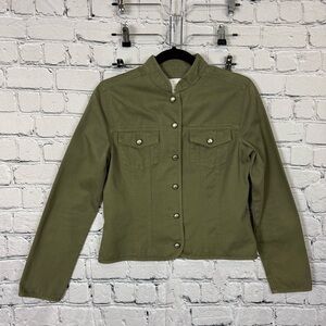 Geoffrey Beene Sport 100% Cotton Military Button Jacket Olive Green Size 4